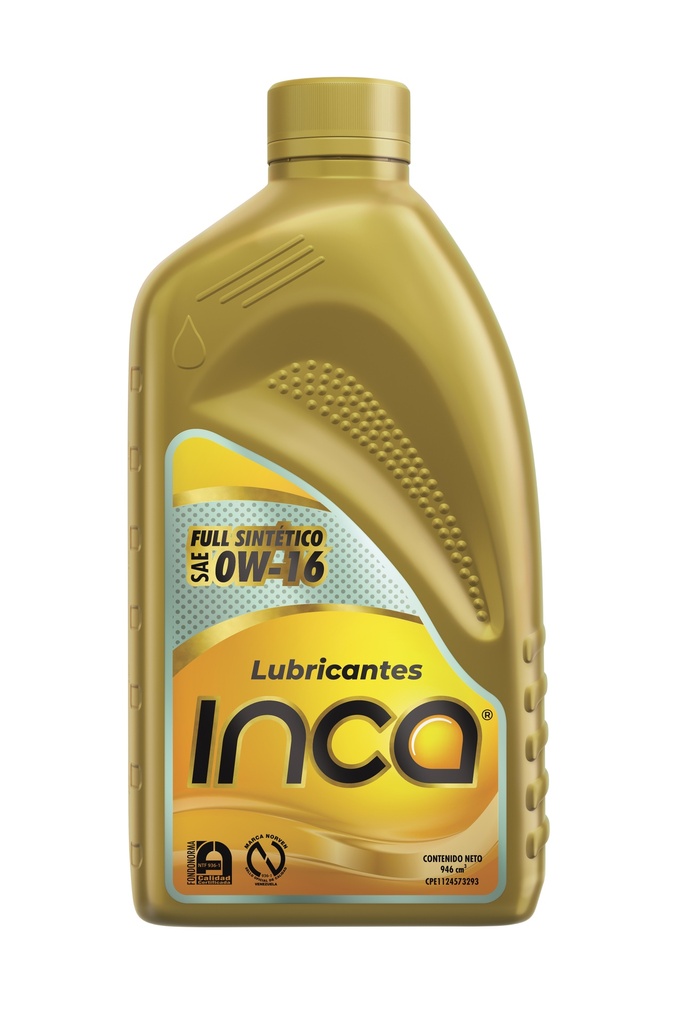 INCA SINTÉTICO API SQ SAE 0W16 EN CAJA DE 1/4 DE GALON 6 UNIDADES